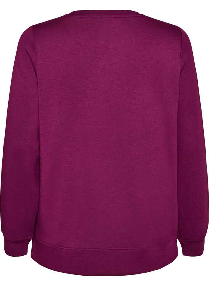 L&aring;ng&auml;rmad blus i jersey med rund hals, Lila, Packshot image number 1