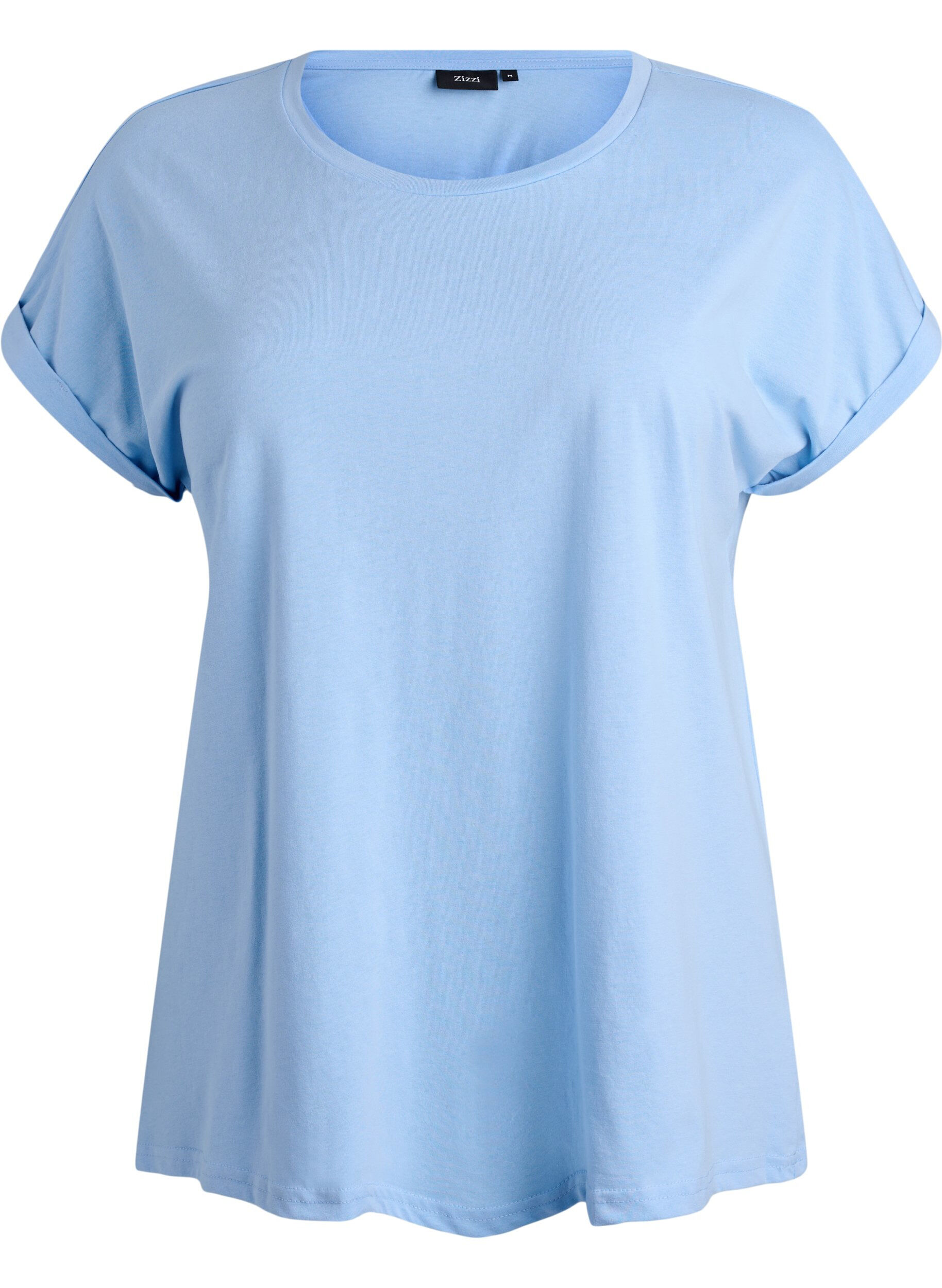 ZizziKort&auml;rmad t-shirt i bomullsblandning, Bl&aring;, Packshot image number 0