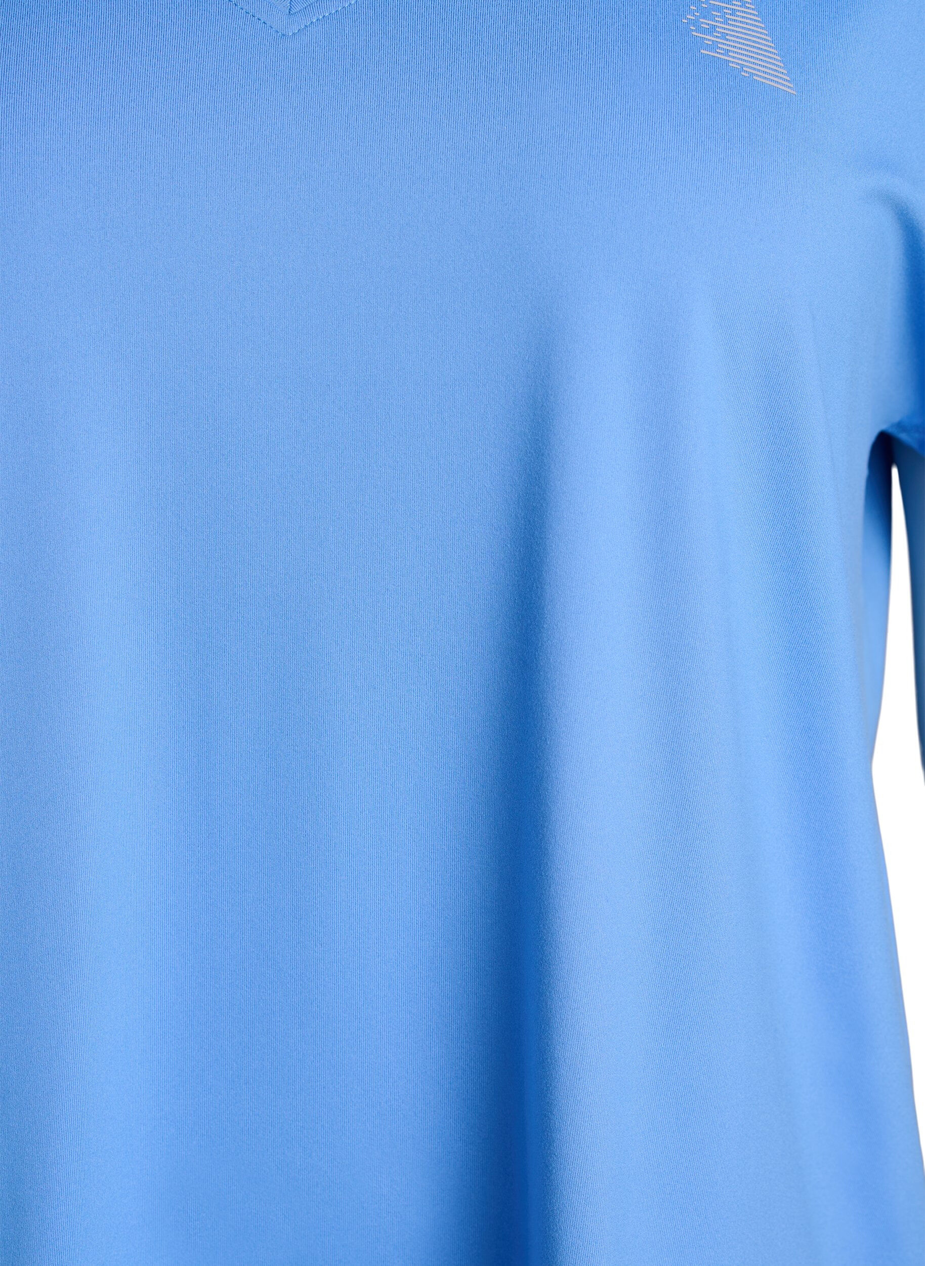 Zizzi Tr&auml;nings t-shirt med v-ringning och l&ouml;s passform, Bl&aring;, Packshot image number 2