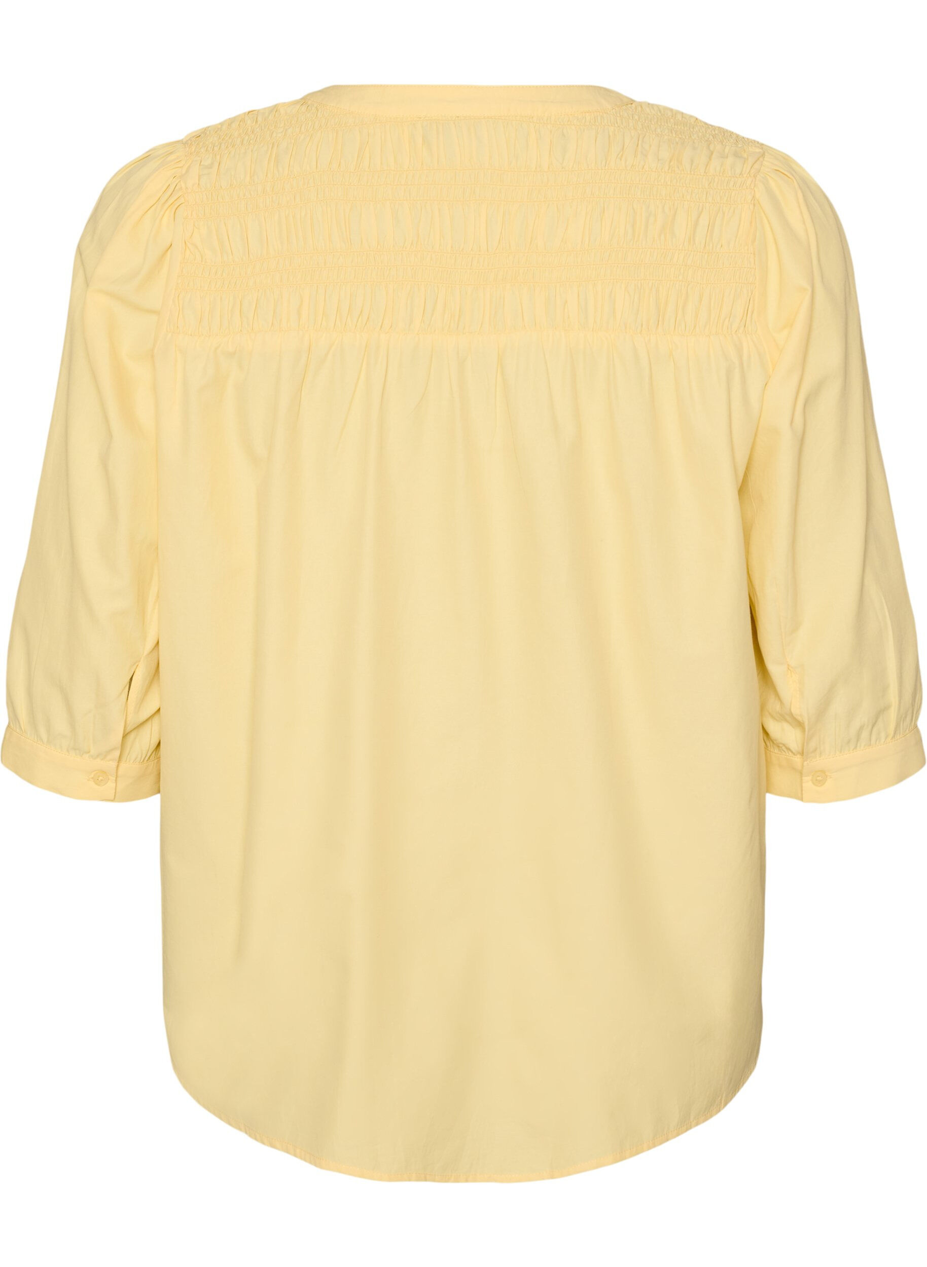ZizziBlus med smock och 3/4-&auml;rmar, Gul, Packshot image number 1