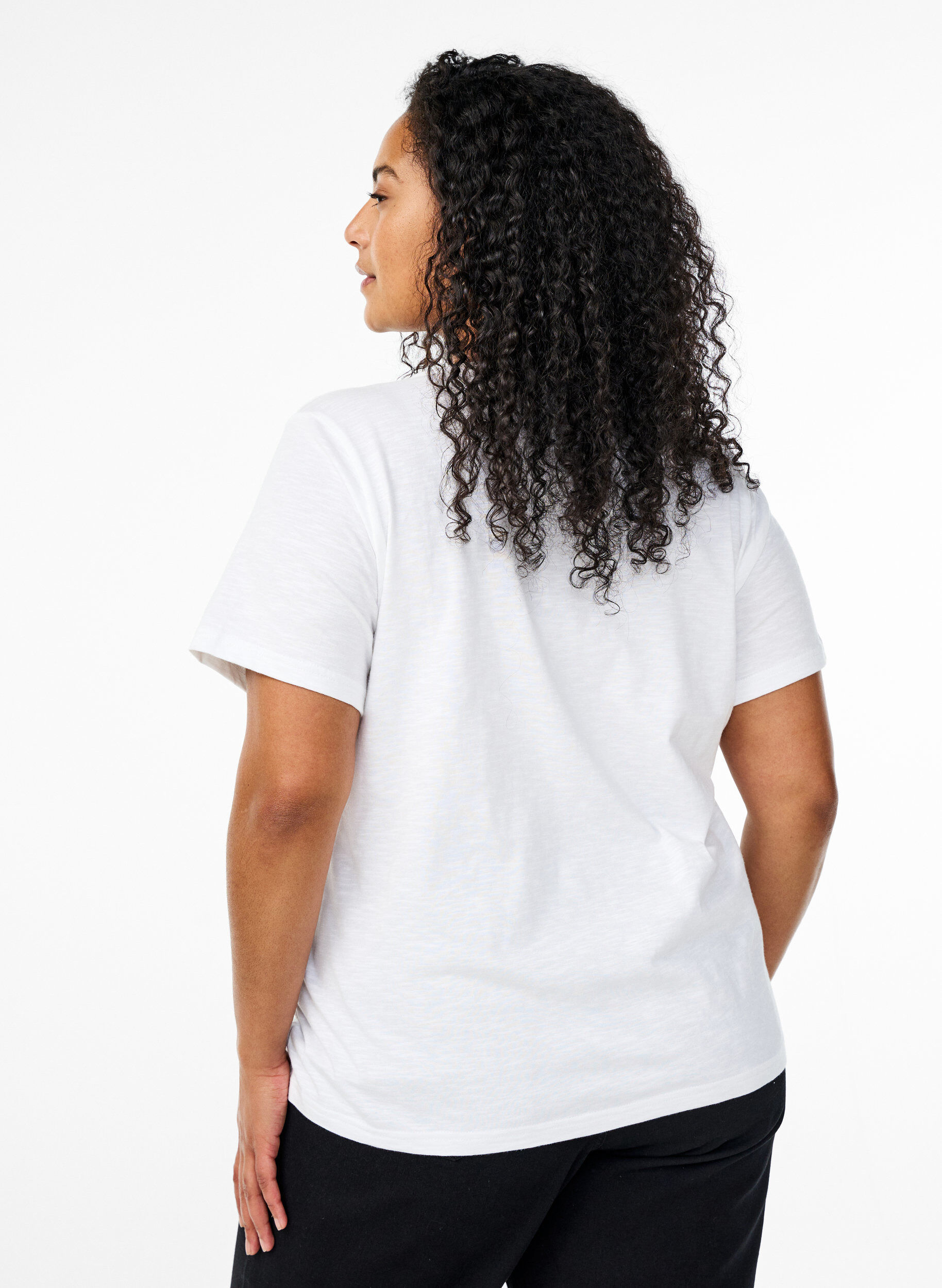 ZizziT-shirt med knappdetalj, Vit, Model image number 2