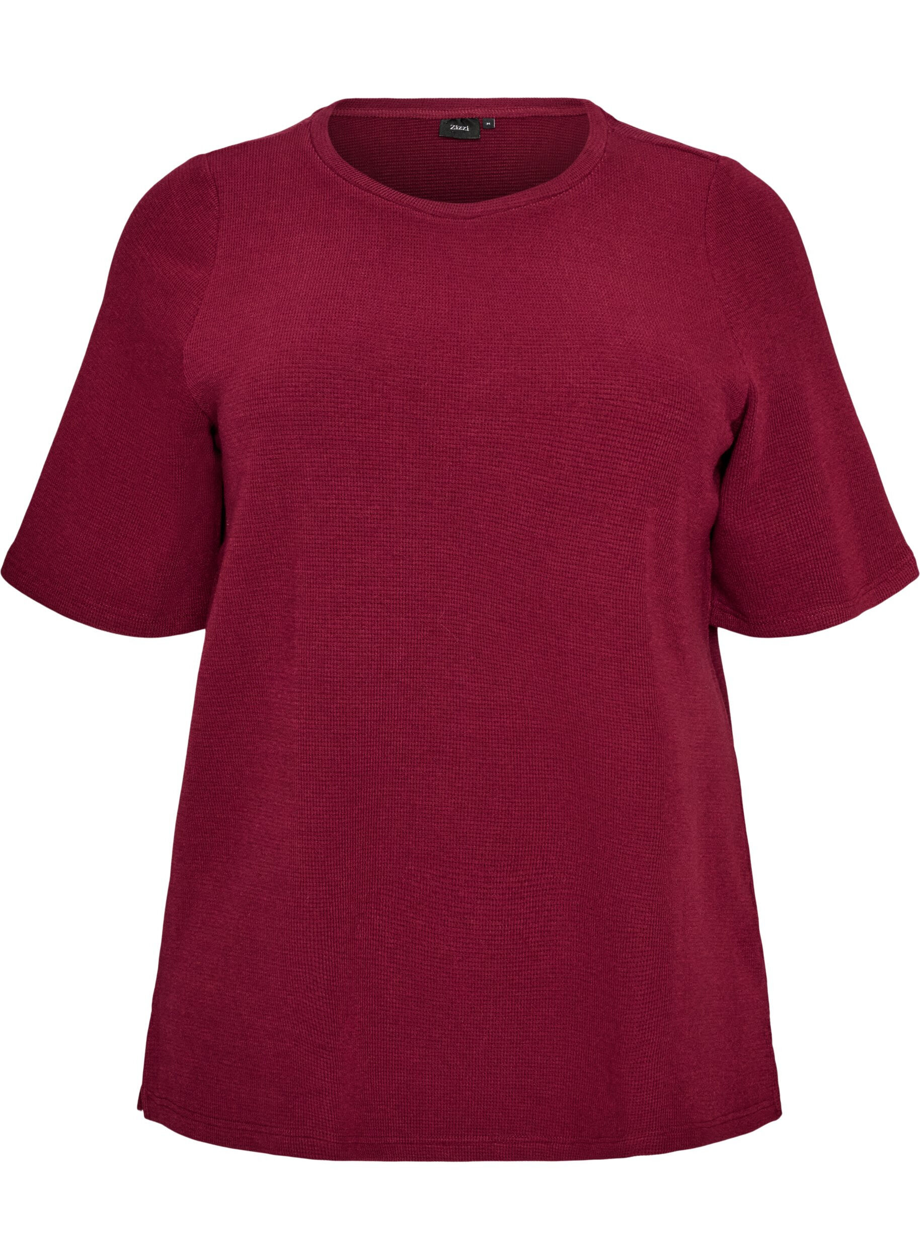 ZizziStrukturerad blus med armb&aring;gsl&aring;nga &auml;rmar, R&ouml;d, Packshot image number 0