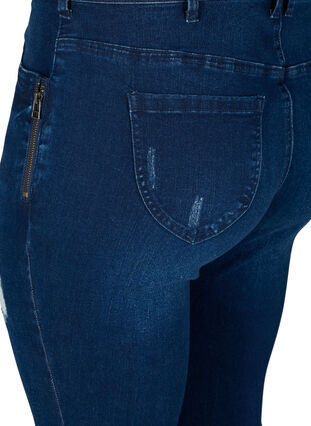Super slim Amy Jeans med slits, Dark blue denim, Packshot image number 3