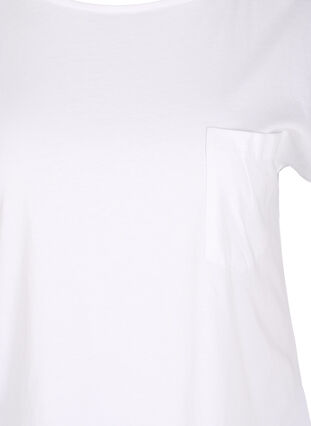T-shirt med bröstficka i ekologisk bomull, Bright White, Packshot image number 2