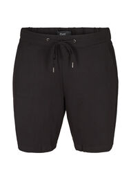 Enfärgade shorts med fickor, Black