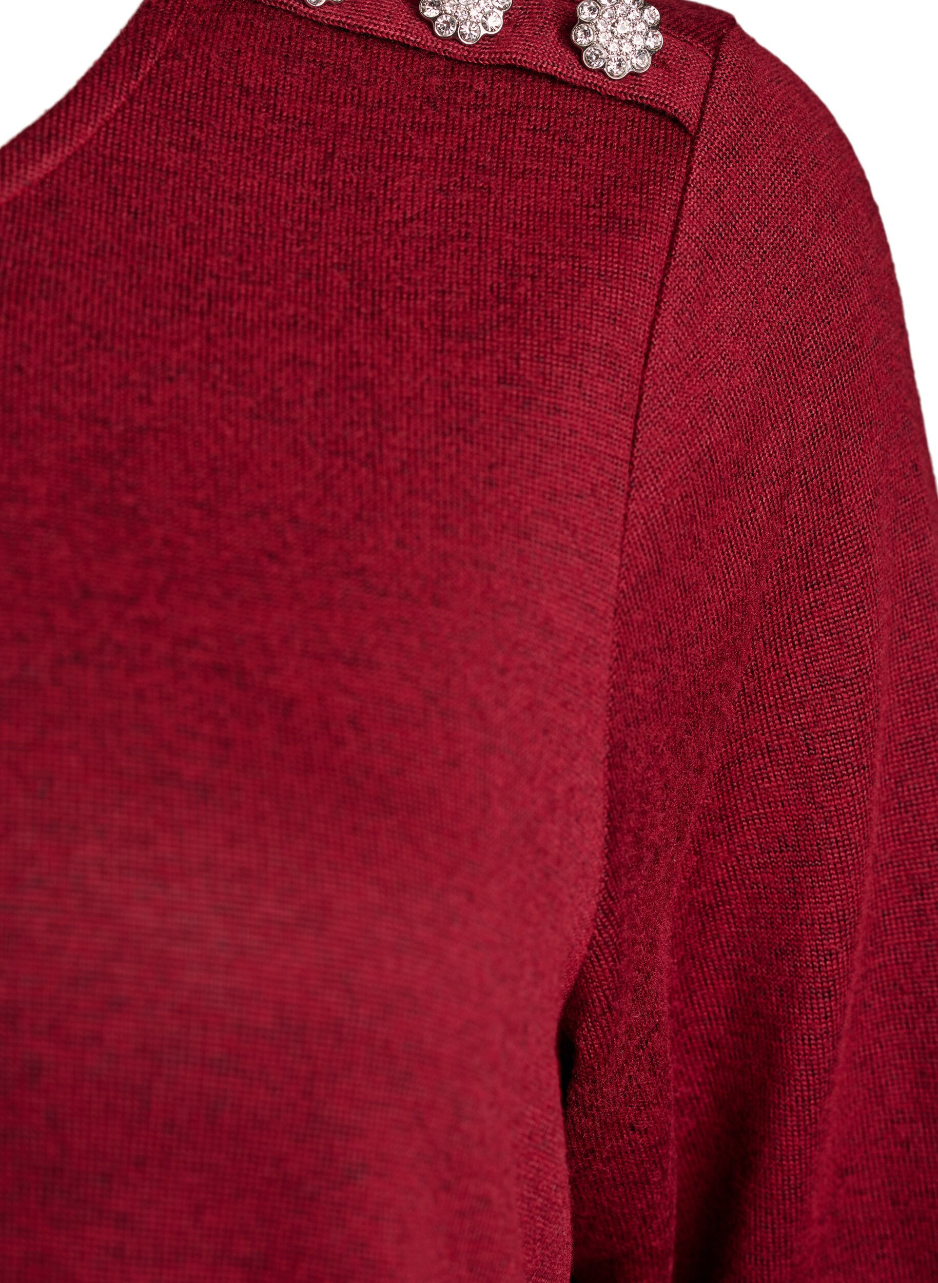 Zizzi Blus med dekorativa knappar, R&ouml;d, Packshot image number 3