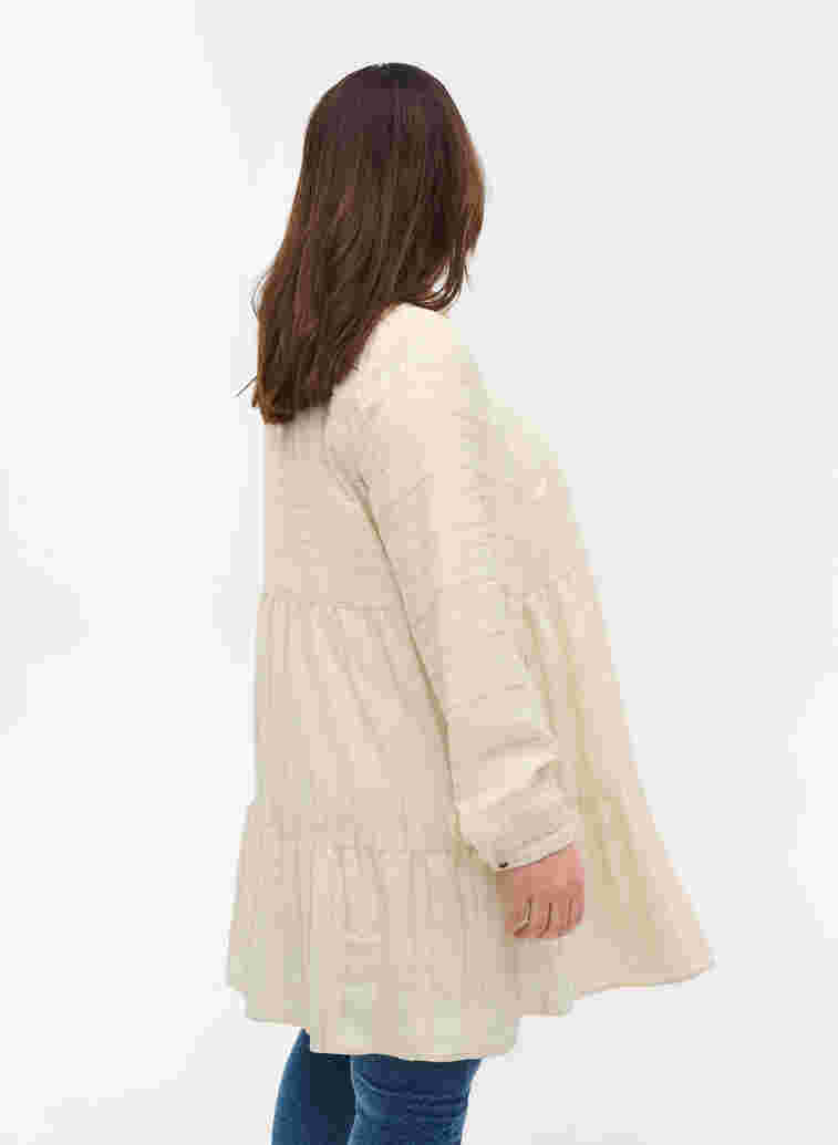 Mönstrad tunika med knappar och långa ärmar, Fog, Model image number 1