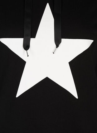 Sweatshirt med huva, Black w. white star, Packshot image number 3