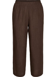 Byxor med vida ben i linne och viskos, Brun
