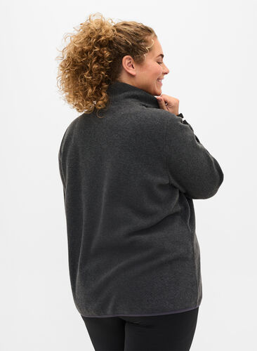 Sportjacka med hög krage och fickor, Dark Grey Melange, Model image number 1