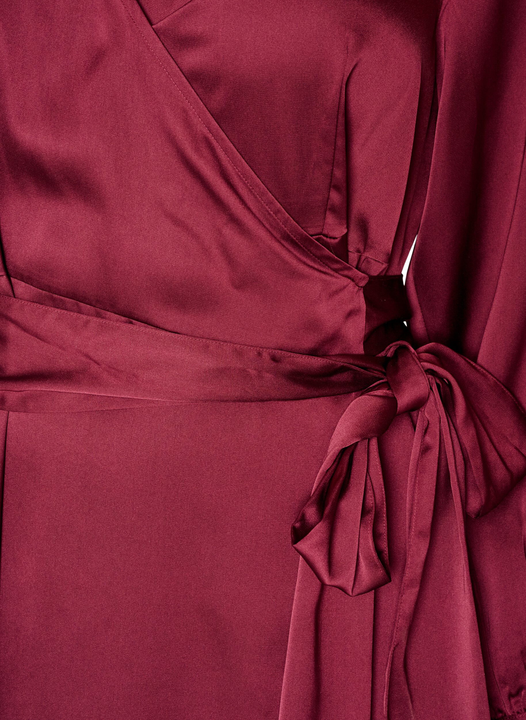 ZizziKort omlottkl&auml;nning i satin, R&ouml;d, Packshot image number 2
