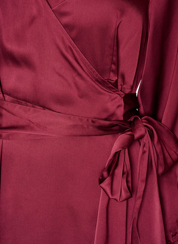 Kort omlottkl&auml;nning i satin, R&ouml;d, Packshot image number 2