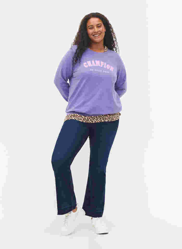 Sweatshirt i bomull med texttryck, Veronica, Model image number 1