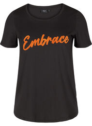 T-shirt i bomull med tryck, Black Embrace