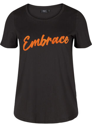 T-shirt i bomull med tryck, Black Embrace, Packshot image number 0