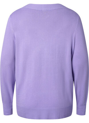 V-ringad stickad tröja med viskos, Lavender, Packshot image number 1