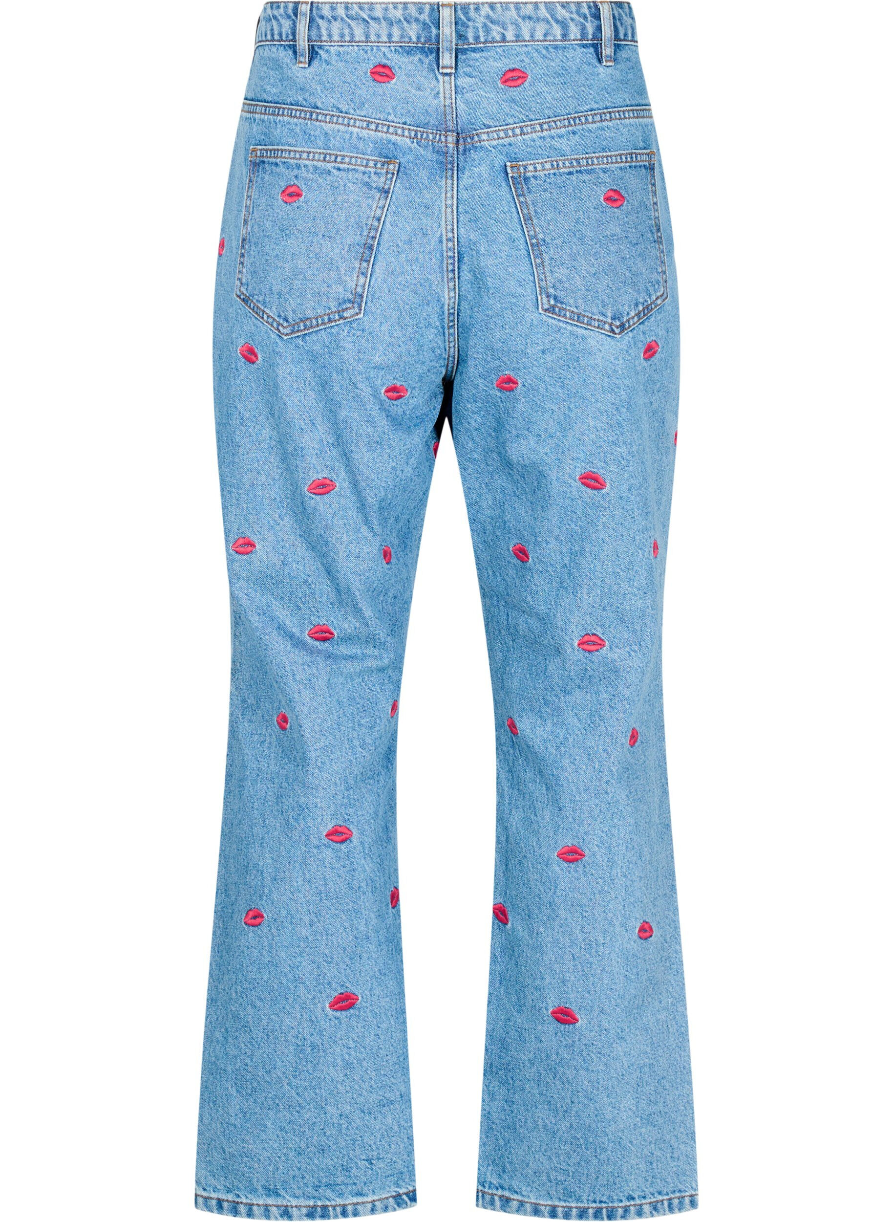 Zizzi Gemma jeans med h&ouml;g midja och l&auml;ppar, Bl&aring;, Packshot image number 1
