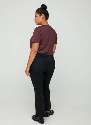 Ellen bootcut jeans med hög midja, Black, Model image number 0