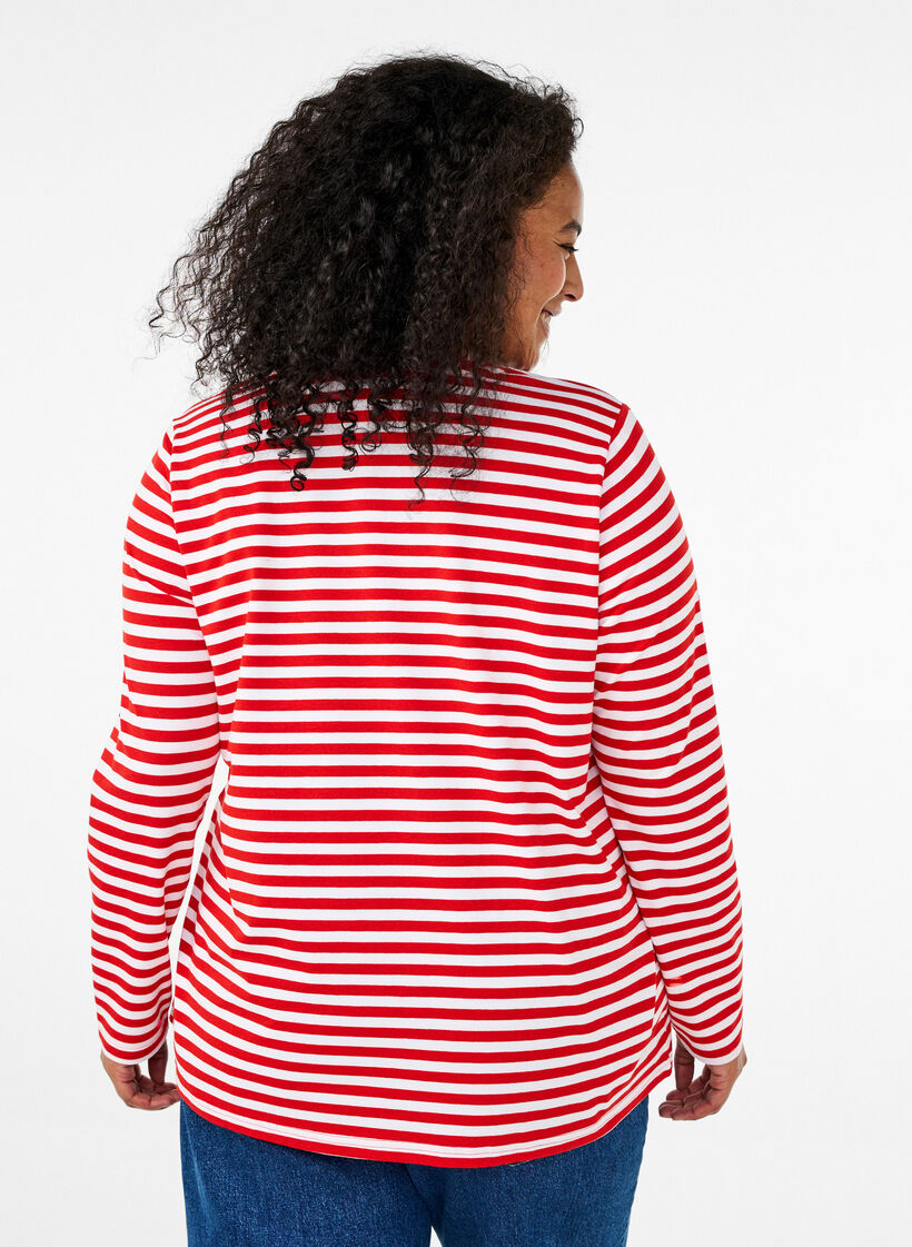Randig blus med motiv, Whitew.FlameS.Stripe, Model image number 1