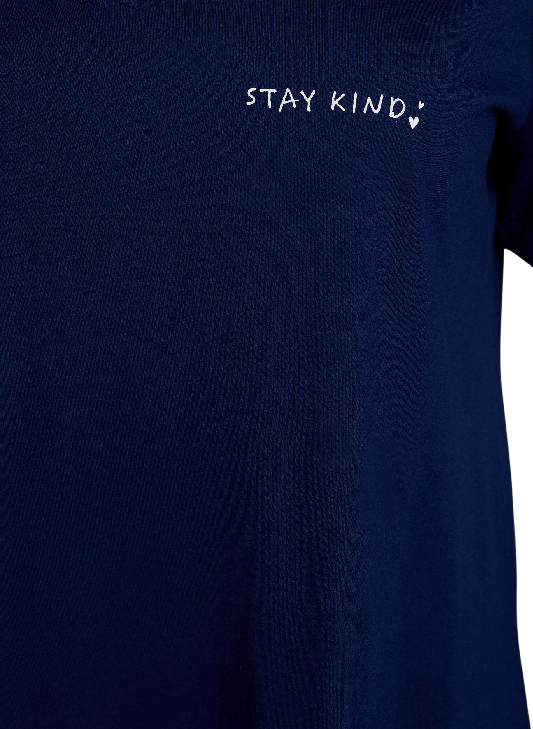 Zizzi Nattlinne i ekologisk bomull med v-ringning, Bl&aring;, Packshot image number 2