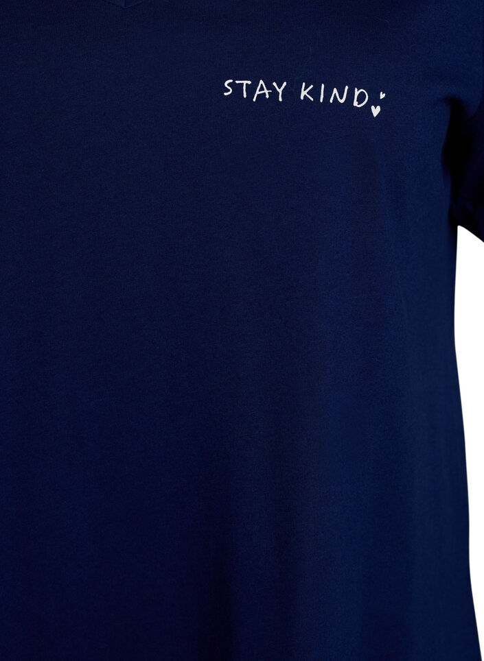 Nattlinne i ekologisk bomull med v-ringning, Bl&aring;, Packshot image number 2