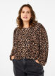Blus med l&aring;nga &auml;rmar och leopardm&ouml;nster, Brun, Model image number 0