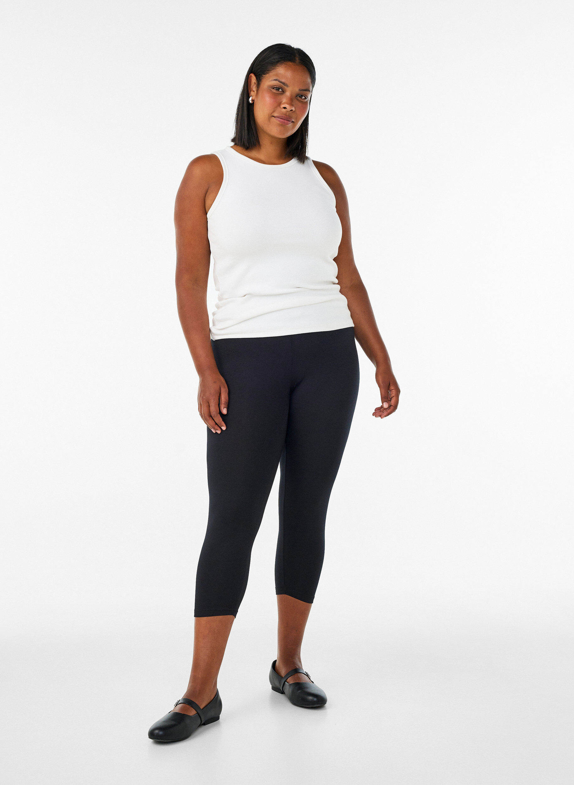 3/4 bas-leggings, Svart, Model