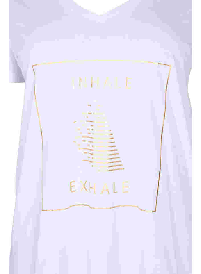 Tränings-t-shirt i bomull med tryck, White w. inhale logo, Packshot image number 2