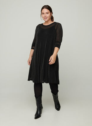 Långärmad klänning med glitter, Black, Model image number 2