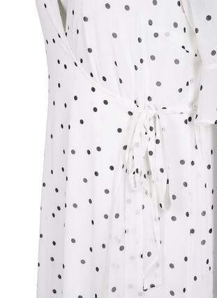 Prickig midiklänning med omlott, Bright White w. Dots, Packshot image number 3