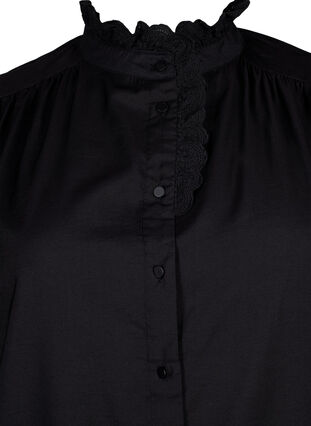 Viskosskjorta klänning med ruffles, Black, Packshot image number 2