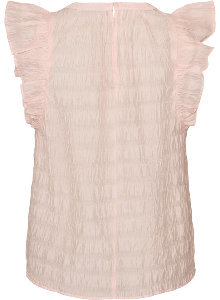 &Auml;rml&ouml;s blus med struktur och volanger, Rosa, Packshot image number 1