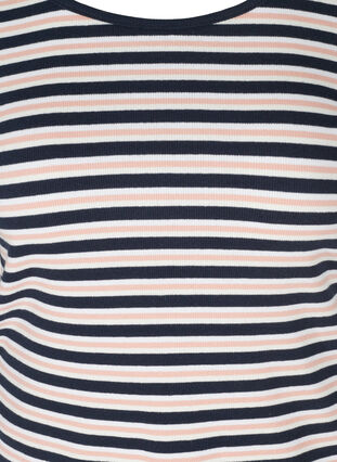 Randig och ribbad t-shirt i bomull, Blue Rose Stripe, Packshot image number 2
