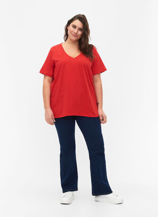 FLASH - T-shirt med v-ringning, High Risk Red, Model image number 2