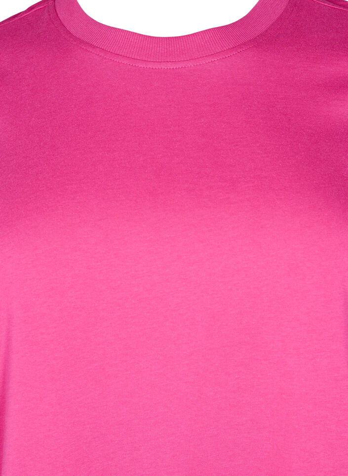 Enkel t-shirt i bomull med rund halsringning, Rosa, Packshot image number 2