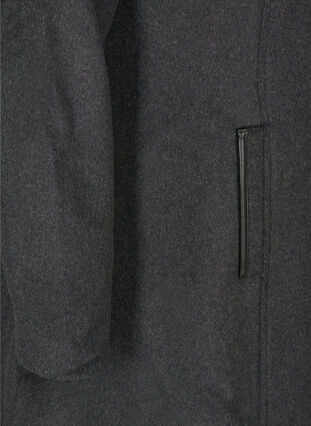 Jacka med ull och huva, Dark Grey Melange, Packshot image number 3