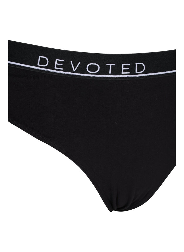 Stringtrosa i bomull med normal midjehöjd, Svart, Packshot image number 2