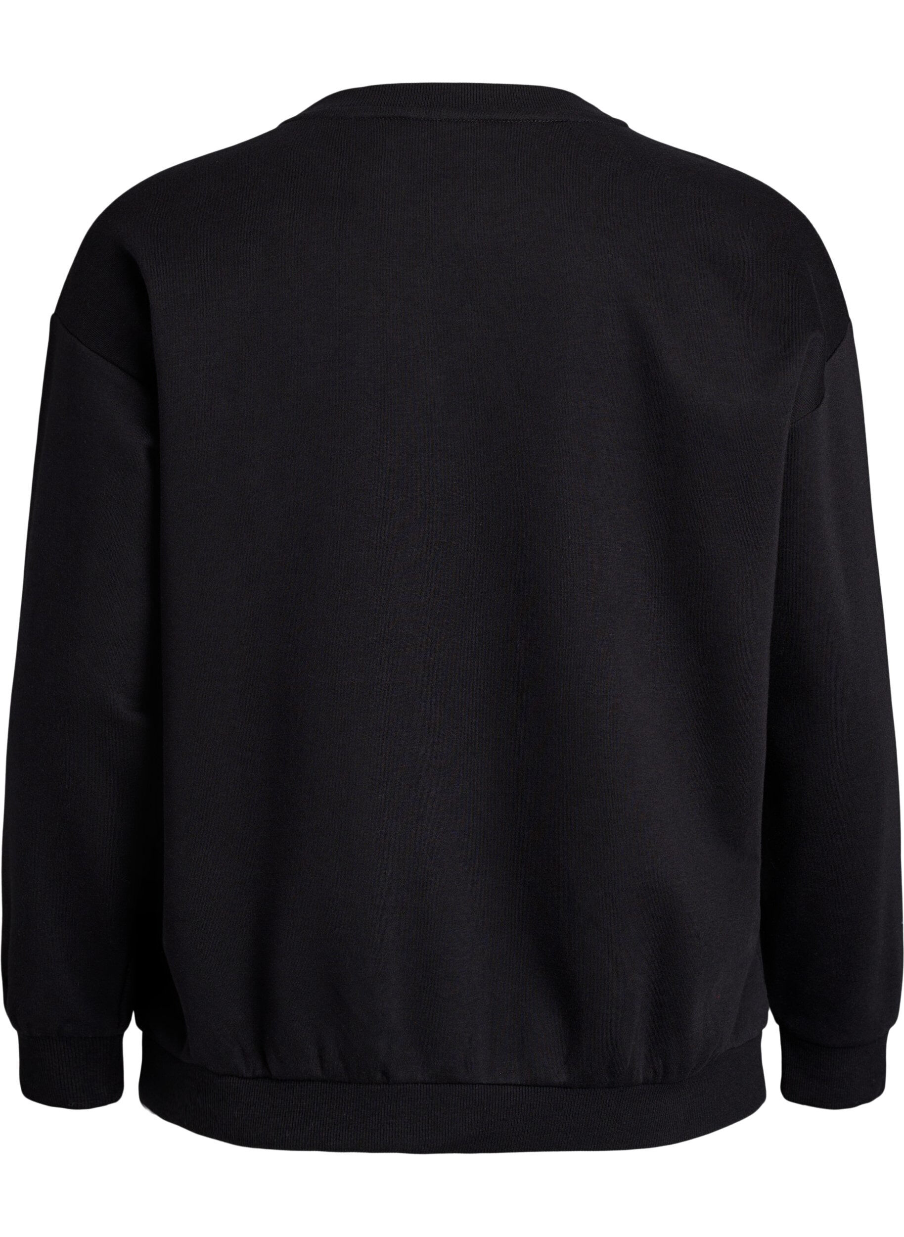 Zizzi Sweatshirt med statementdetalj, Svart, Packshot image number 1