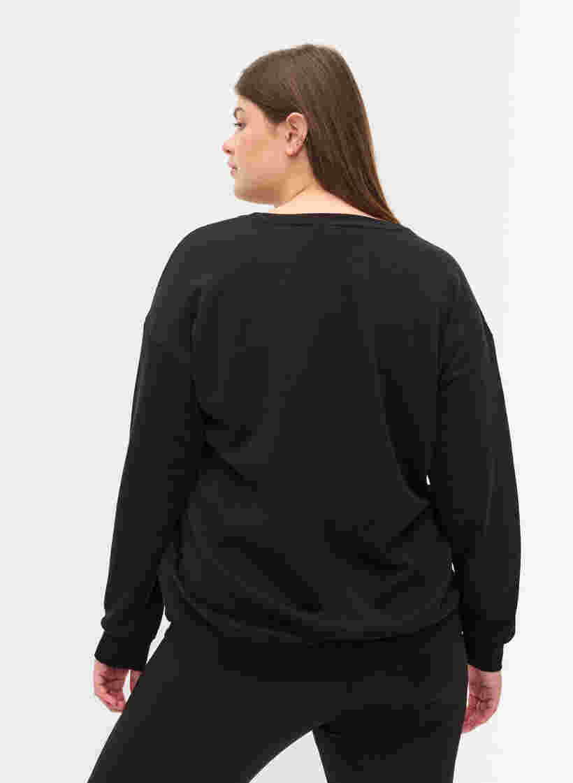 Sweatshirt med sportigt tryck, Black, Model image number 1