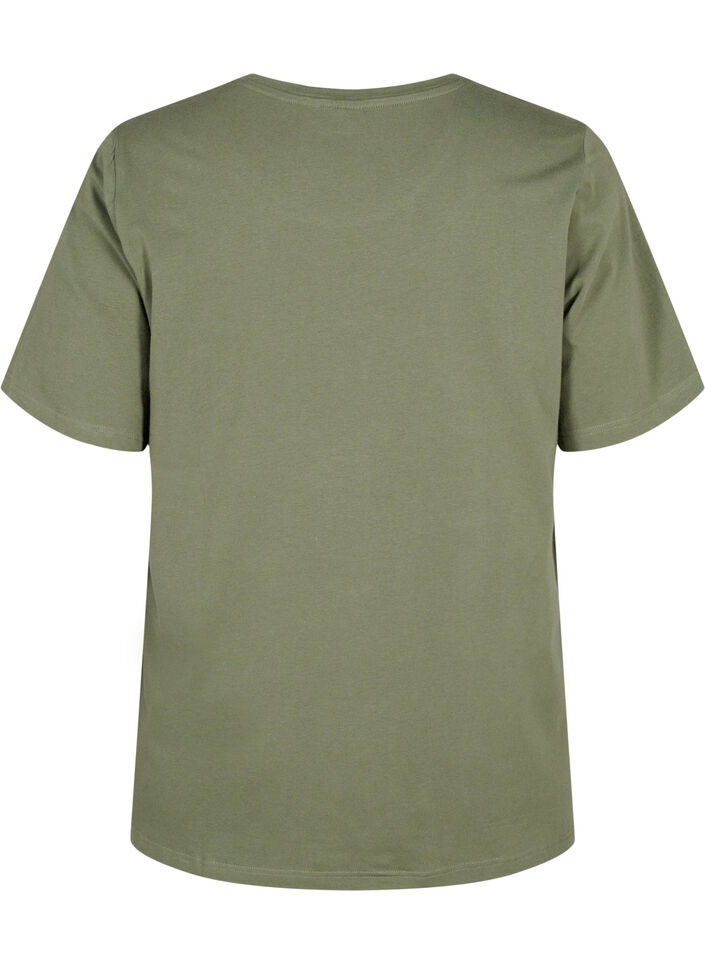 T-shirt i ekologisk bomull med broderade detaljer, Thyme, Packshot image number 1