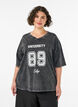 Oversized t-shirt i ekologisk bomull med collegetryck, Svart, Model image number 0