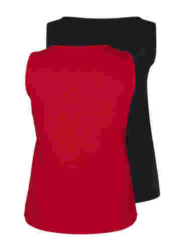 2-pack ribbad bas-tanktop , Tango Red/Black, Packshot image number 1