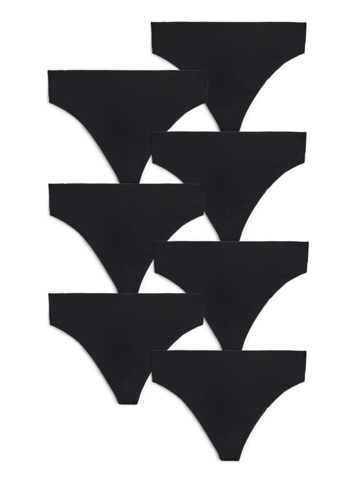 7-pack G-string i bomull, Svart, Packshot image number 0