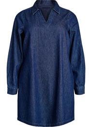 Kort jeanskl&auml;nning med v-ringning och krage, Bl&aring;