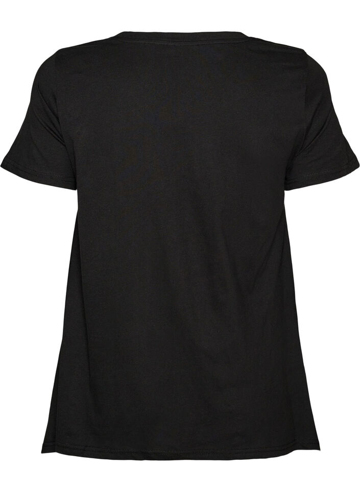 T-shirt med rund hals och A-linjeform, Svart, Packshot image number 1