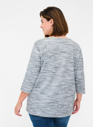 Melerad sweatshirt med 3/4 ärmar och öljetter, Light Grey Melange, Model image number 1