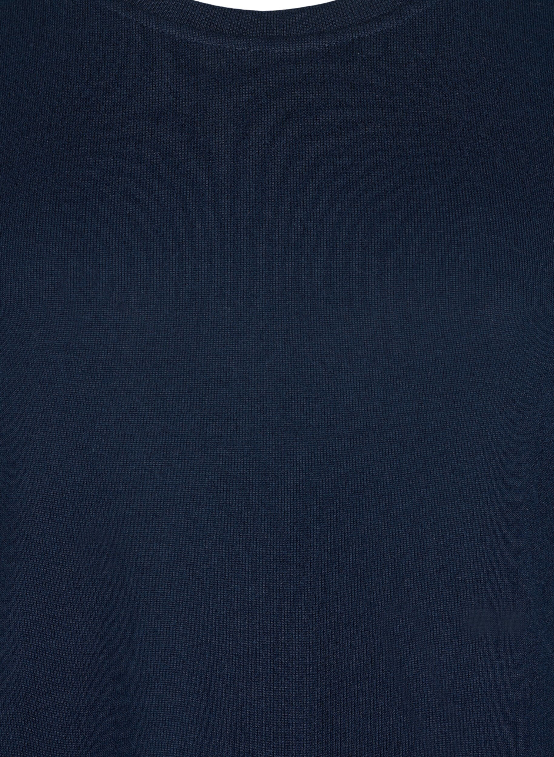 Zizzi L&aring;ng&auml;rmad topp med knappdetaljer, Night Sky, Packshot image number 2