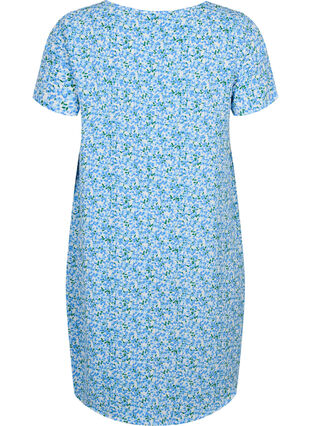 Klänning med mönster och korta ärmar, Blue Small Flower, Packshot image number 1