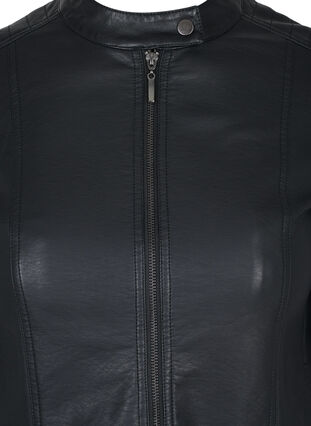 Skinnjacka i läderimitation med fickor, Black, Packshot image number 2