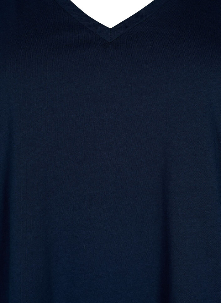 T-shirt i bomull med korta ärmar i spets, Blå, Packshot image number 2